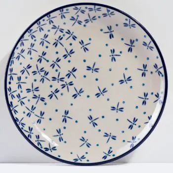 farfurie ceramica termorezistenta colorata alb albastru 25 cm