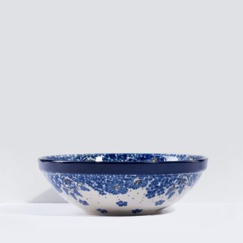 Bol ceramica termorezistent colorat albastru alb 16.5 cm
