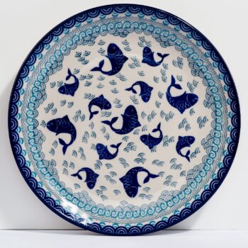 farfurie ceramica termorezistenta colorata albastru alb 25 cm