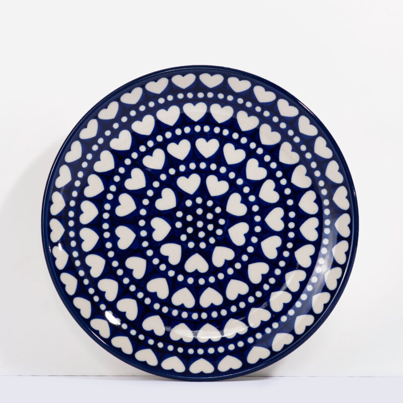 farfurie ceramica termorezistenta colorata albastru alb 20 cm