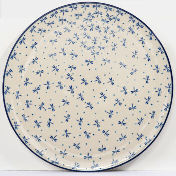 farfurie ceramica termorezistenta colorata alb albastru 33 cm